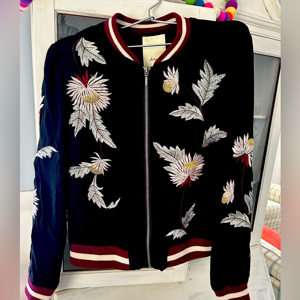 Anthropologie Embroidered Bomber Jacket